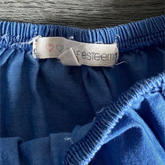 GUC Self Esteem Girls Cold Shoulder Ruffle Style Shirt-Blue-Size 7 - Picture 4 of 5